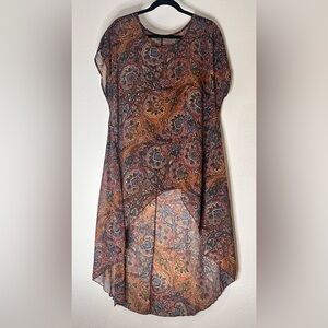 Cha Cha Vente Multicolor Paisley Sheer Tunic Size Medium
